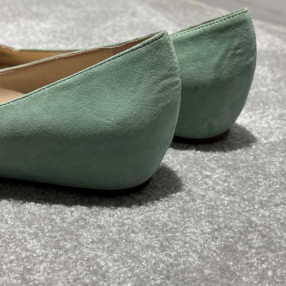 Franco Sarto mint green suede and silver peep toe ballet flats worn once - Picture 7 of 7